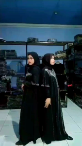 Gamis Abaya Hitam Turkey Jersey Mix Ceruty Bordir - Ayuni Z.10