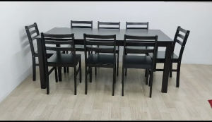 ️️EWJ 1008-White Wood Dining Chair+ T9986 Wood Dining Table Set 1+8 Murah Canti Mirden Meja Makan 8 orang
