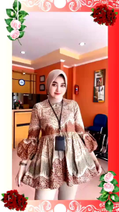 Blouse batik Wanita Lyodra Lengan Balon Baju Batik Wanita Modern Batik Wanita Resleting Depan Batik Wanita Lengan Balon Batik Kerja Seragam