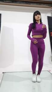 Setelan Baju Olahraga Wanita Crop Senam Leging Panjang Zumba Gym Aerobic