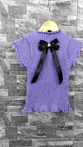 Baju Rajut Anak Perempuan Lengan Pendek Motif Pita Gaya Korea JISOO TEE 1-8thn