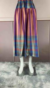 กระโปรงจีบรอบผ้าขาวม้าหมักโคลน