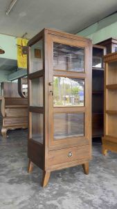 ตู้ไม้สัก สีเสี้ยนดำน้ำตาล สูง 130 cm.