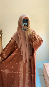 kaftan motif arafah by dewani jumbo busui friendly rayon premium kain adem gamis lebaran