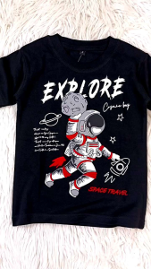 KFS 132 Baju Kaos Astronot Explore Laki Laki Perempuan Katun Premium Cotton 30s 1 Tahun Sampai 11 Tahun