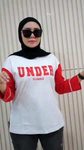 Atasan Wanita Oversize Lengan 3 /4 Kaos Reglan Baju Wanita Oversize Dinarry FST Bahan Katun Combed