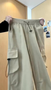 Celana Cargo Wanita Highwaist Korean Style Serut Bawah Tali Loose Pants Standart Jumbo