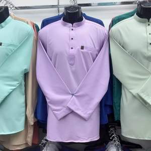 KURTA (S-3XL) 100% Cotton LENGAN PANJANG BERKOLAR