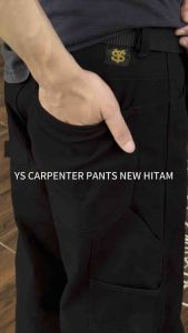 YS- Carpenter Pants Celana Carpenter Losse Fit Chino Hitam Trend Fomo Korea Style Work Pants