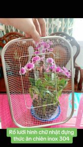 Rổ lưới hình chữ nhật đựng thức ăn chiên inox 304 sáng bóng cao cấp Tiện Lợi - gia dụng Nari