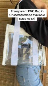 Aki Transparent PVC Clear Travel Shoulder Bag Lunch Bag Board Exam With Magnet Snap