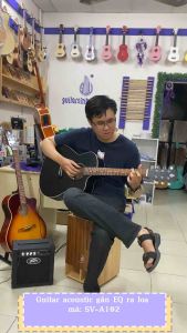 Đàn guitar acoustic có ty SV-A102 gắn EQ 7545 - Kết nối ra loa đi show - có ty chống tặng 8 phụ kiện Bao da dây jack 3m capo lục giác tài liệu học dây 1 dây 2 - Bảo hành 12 tháng