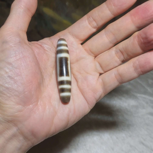 59.1mm Aged Tibetan Agate Heaven & Earth totem natural wavy water lines Dzi pendant (free necklace cord) [Natural Crystal]