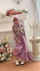 OUTER SET DRESS KUTUNG PURPLE BOLERO CASUAL CANTIK MAURINE by LABELLA PLAIN POLOS PINK COKLAT BIRU COKSU OUTER BLAZER