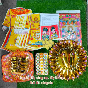 Trọn bộ giấy cúng bà mụ cúng đầy tháng thôi nôi cúng căn màu vàng
