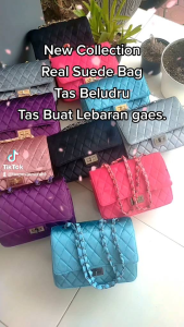 SUEDE BAG CLARISSA Tas Bludru Real Suede