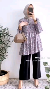 BLUOSE SETELAN KEMEJA RAYON VISCOS MOTIF BUNGA