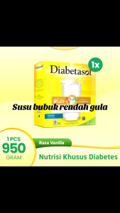 DIABETASOL SUSU RASA VANILA DAN COKELAT ISI KEMASAN BARU 950GR PER BOX