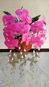 BUNGA HIAS ANGGREK DENDROBIUM PLASTIK+pot dinding