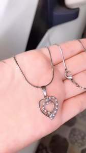 KALUNG TITANIUM SILVER LOVE BOLONG 45CM ANTI LUNTUR