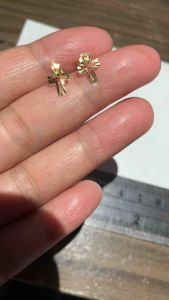 PAWNABLE 18K Saudi Gold Dia Cut Cross Earrings(lightweight)