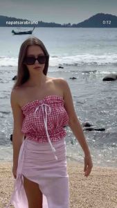 NAPATSARA - Sundown Stroll Skirt กระโปรงผ้าคอตตอนลินินผ่าข้าง