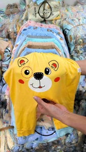 (HÀNG ĐẸP) Combo 10 quần DÀI thun lạnh mông in hình thú mặc mát cho bé trai bé gái từ 4-16kg cho bé từ 0-3.5 tuổi