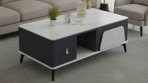 Bàn trà đơn Sofa phòng khách mặt kính hoặc đá chữ nhật chân kim loại BT-3 sang trọng hiện đại