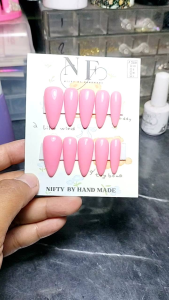 เล็บปลอมเจลแท้100% เล็บปลอมพร้อมติด เล็บปลอมเจล สีชมพูพาสเทล01