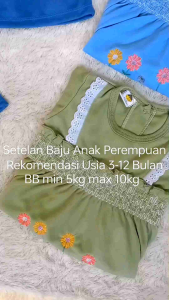 Setelan Baju Tidur Piama Bayi Perempuan Lengan Panjang Kancing Belakang Katun 3-18 Bulan Motif Bunga