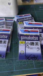 ตะขอเบ็ดGamakatsuJapanแท้(ทรงอิเซอะมา)ตะขอดำ