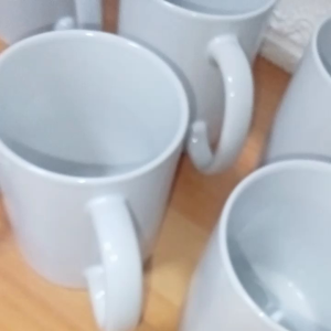 SET FOR 6 PIECES CERAMIC COFFEE MUG / LATTE MUG / PLAIN WHITE 11 OZ