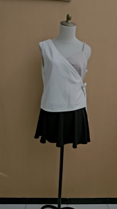 atasan wanita scuba tebal putih mix pink muda pastel M L cewek MEWAH blouse cute model kimono kutung