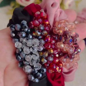 ‼️READY STOCK‼️(R47) Premium Quality Elegant Handmade Crystal Beads Scrunchies/ Fashion Hair Ties/ Hair Accessories