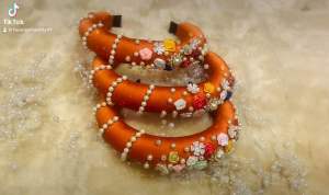 Bờm lụa gắn hạt điểm hoa cho mẹ và bé