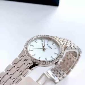 Đồng Hồ Nữ Bulova 96X146 Quartz Size 32 Swarovski Silver Tone