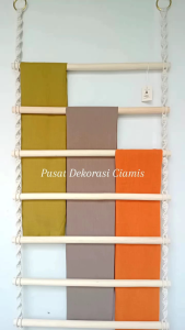 Gantungan Jilbab Macrame Aesthetic / Gantungan Hijab Kayu Susun / Ladder Hanger Kerudung