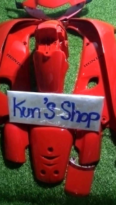 ชุดสีเวฟ100เก่าหน้าดิสไฟสองตาสีแดงสดชิ้นงานสนิทเปลือกงานABS มี13ชิ้น