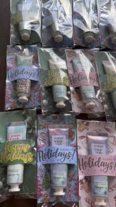 HAPPY HOLIDAYS Gift Ideas Handcream with cute festive Christmas background and packaging - Happy Holidays design
