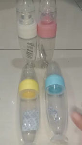 BOTOL SENDOK TUTUP BAHAN SILIKON LEMBUT BPA FREE COCOK UNTUK MPASI BAYI