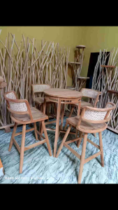 Set Meja Bar 4 Kursi Rotan Murah Terbaru