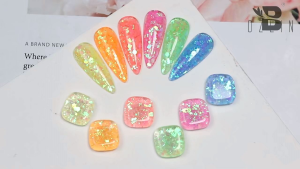 Set gel nhũ NEON kẹo bông mix hạt to nhỏ 6 màu siêu xinh