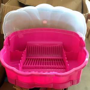 UniGlobal High Quality Clam Dish Drainer Kitchen Dish Rack Plate Organizer With Transparent Lid Space Saver
