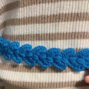 เข็มขัดไหมพรมโครเชสีฟ้า