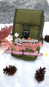 Tas HP Pinggang Carabiner 3 Slot Universal 6&7 Inch Kanvas Hitam Hijau Cokelat