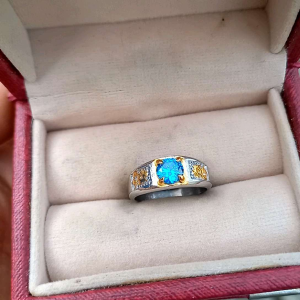 Cincin Batu Blue Topaz Pria Wanita Minimalis