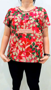 Women Blouse Shirt Stretchable Short Sleeve Good Quality Flora Casual
