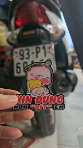 Tem hình cô gái dễ thương với dòng chữ "Xin đừng hun đít em" dán xe máy xe điện xe đạp xe hơi xe tải