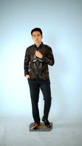 Faisalbatik Motif Gurdo Hitam Baju Batik kantor Baju Kemeja Batik Kerja Pria Slimfit Full Furing
