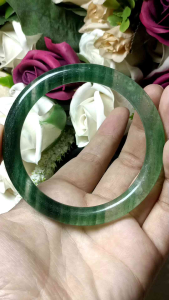 Green Strawberry Starlight Quartz Bangle 57mm  绿草莓星光水晶手镯 57mm